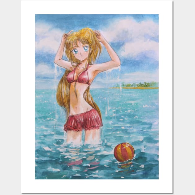 Minako on Summer Vacation Wall Art by eosofdawn